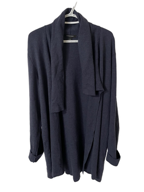 Linda Lundstrom Wool Open-Front Dark Blue Cardigan Size XL
